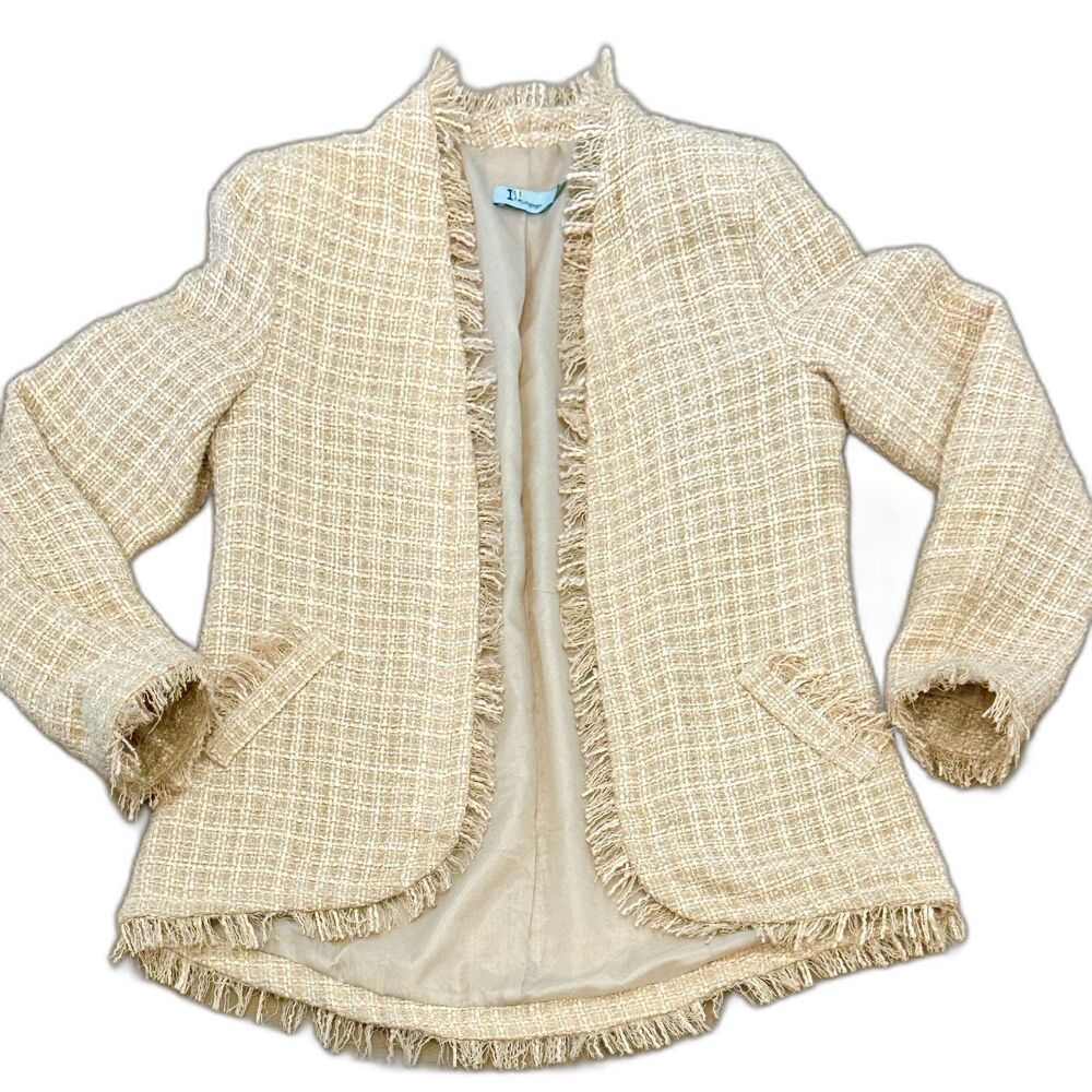 Tweed and Fringe Blush Pink Jacket - Women's Medium
